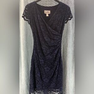 Joseph Ribkoff Navy Lace Asymmetrical Dress